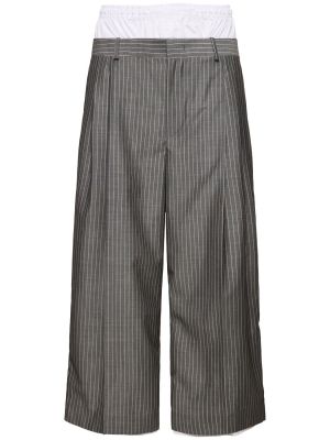 Pantalon en laine à rayures en mohair Hed Mayner gris
