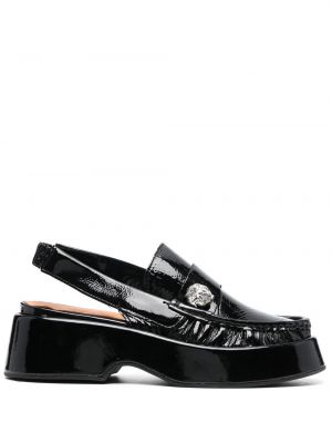 Pantofi loafer cu nasturi din piele Ganni - negru
