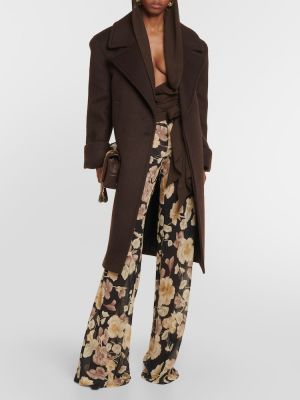 Blusa de seda de crepé Saint Laurent marrón