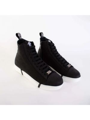 Sneakersy bawełniane Roberto Cavalli czarne