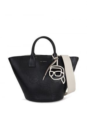 Δερμάτινη τσάντα shopper Karl Lagerfeld μαύρο