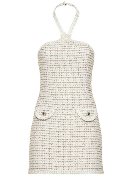 Tvídové mini šaty Alessandra Rich bílé