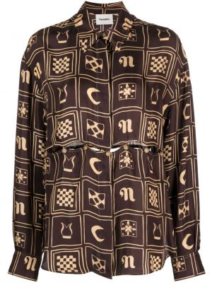 Raštuota marškiniai Nanushka ruda