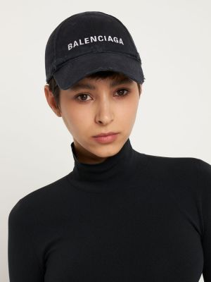 Памучна памучна шапка с козирки Balenciaga черно