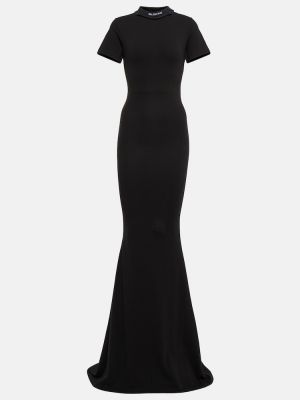 Памучна макси рокля Balenciaga черно