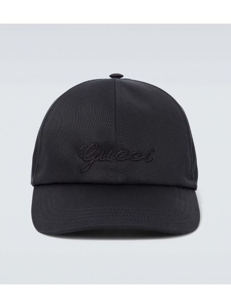 Памучна шапка с козирки бродирана Gucci черно
