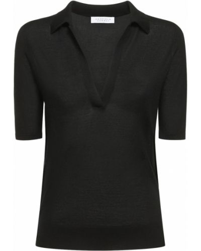 Kašmyro šilkinis polo marškinėliai Gabriela Hearst juoda