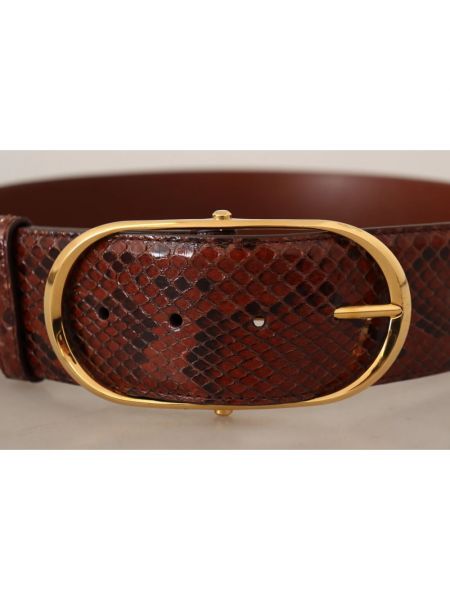 Cinturón de cuero con hebilla de estampado de serpiente Dolce & Gabbana