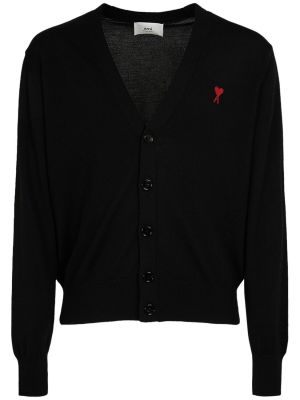 Cardigan en laine en tricot Ami Paris noir