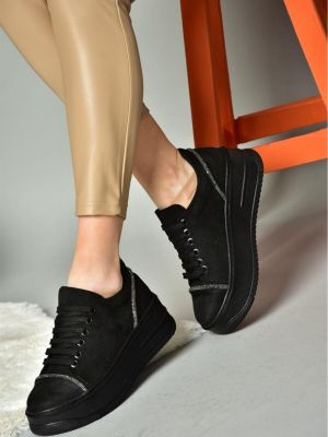 Semišové poltopánky Fox Shoes čierna
