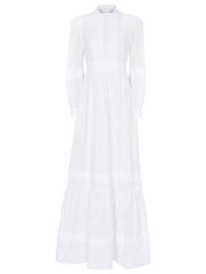 Bavlněné dlouhé šaty Erdem bílé