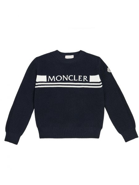 Bomull strikkegenser for gutter Moncler Enfant blå