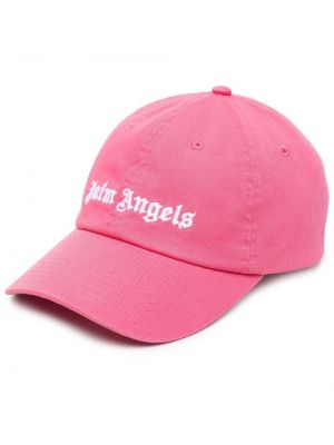Siuvinėtas medvilninis siuvinėtas kepurė su snapeliu Palm Angels rožinė