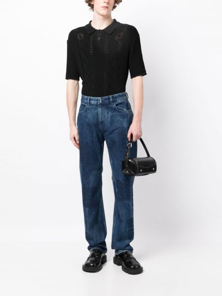 Proste jeansy z nadrukiem Givenchy niebieskie