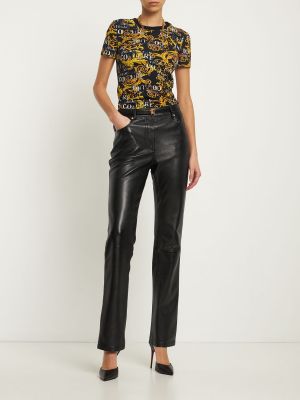 Tricou din bumbac din jerseu Versace Jeans Couture auriu