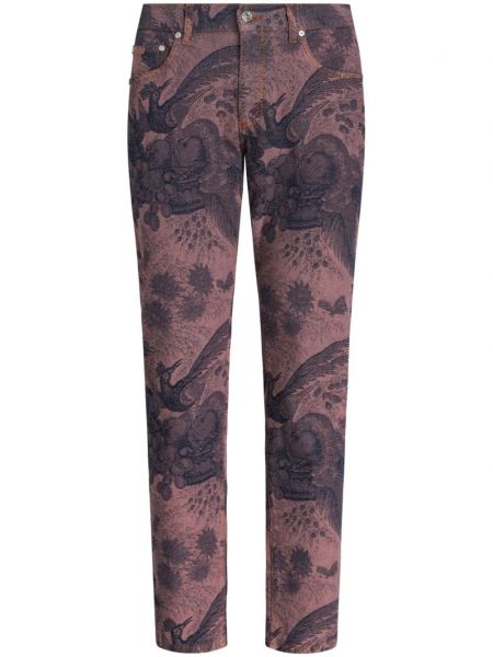 Žakárové džínsy s rovným strihom Etro ružová