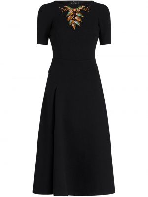 Vlněné midi šaty Etro černé