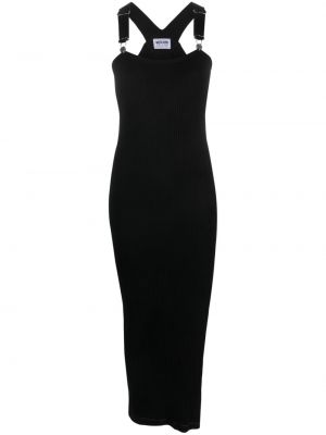 Памучна коктейлна рокля без ръкави Moschino Jeans черно