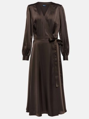 Атласное платье Polo Ralph Lauren коричневое