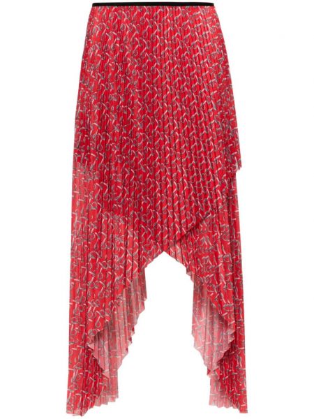 Plisovaná midi sukňa Burberry červená