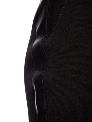 Krepová vlnená kožená sukňa Tom Ford čierna