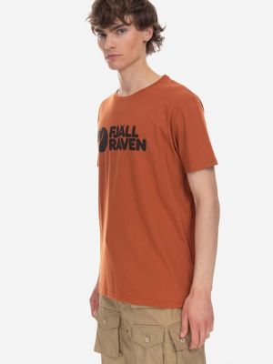 Тениска с дълъг ръкав с принт Fjallraven оранжево