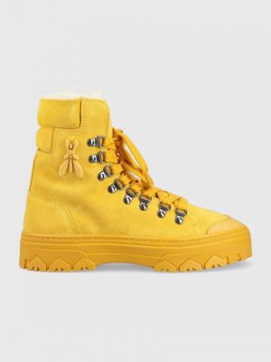 Zateplené semišové kotníkové boty na platformě Patrizia Pepe žluté