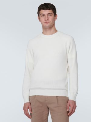 Памучен пуловер Brunello Cucinelli бяло