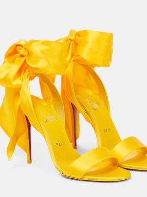 Satynowe sandały Christian Louboutin żółte