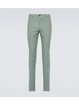 Pantalones de lino slim fit Etro verde