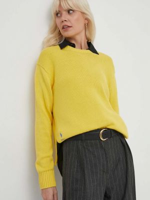 Dzianinowy sweter bawełniany Polo Ralph Lauren żółty