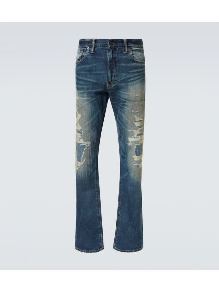 Smal bedrövad hög midja skinny fit-jeans Rrl blå