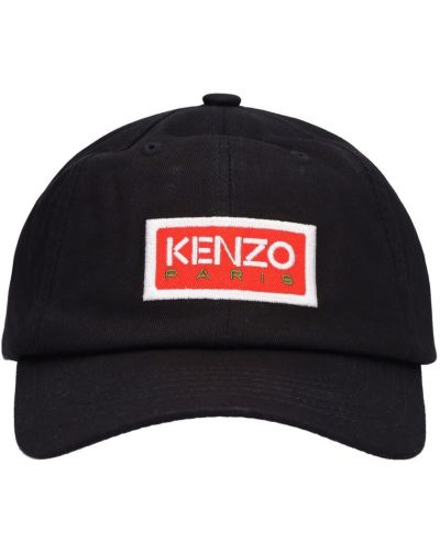 Haftowana czapka bawełniana Kenzo Paris czarna