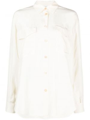 Průsvitná hedvábná košile Forte Forte bílá