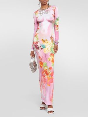 Sukienka długa w kwiatki z nadrukiem Jean Paul Gaultier