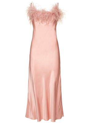 Midi haljina sa perjem Sleeper ružičasta