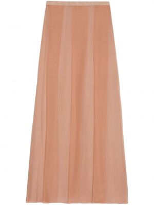 Plisovaná šifonová hodvábna dlhá sukňa Gucci ružová