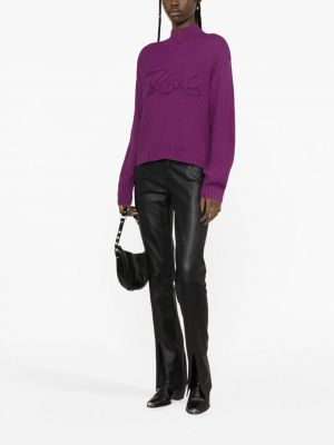 Dzianinowy sweter Karl Lagerfeld fioletowy