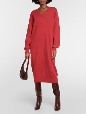 Vestido largo de cachemir de punto Extreme Cashmere rojo