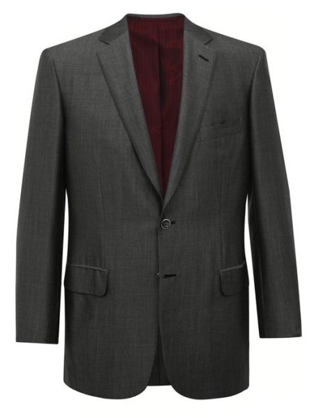 Шелковый шерстяной пиджак Brioni серый