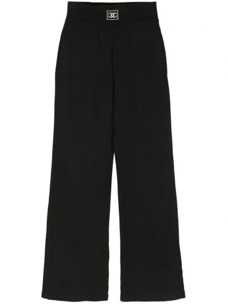 Βαμβακερό παντελόνι σε φαρδιά γραμμή Chanel Pre-owned μαύρο