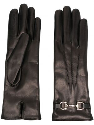Кожени ръкавици с катарама Ferragamo черно