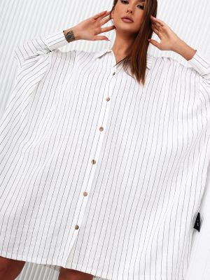 Oversize риза на райета Fasardi бяло