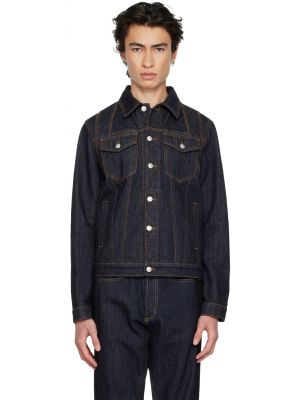 Темно-синяя джинсовая куртка с контрастной отстрочкой Alexander McQueen