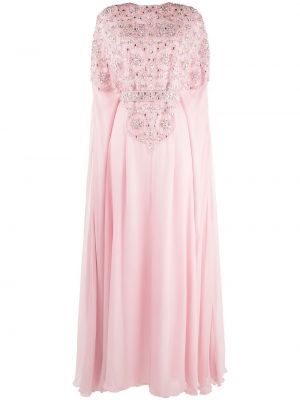 Křišťálové páskové šaty Dina Melwani růžové
