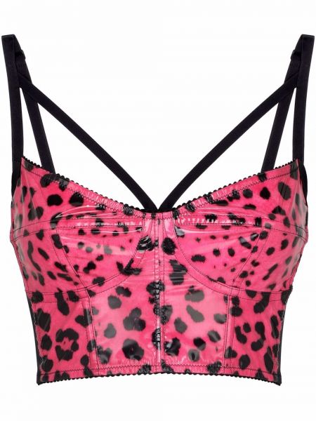 Leopard trykt crop top Dolce & Gabbana rosa