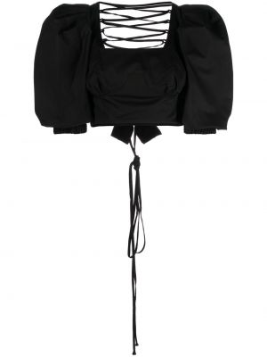 Bluza z vezalkami s čipko Anouki črna