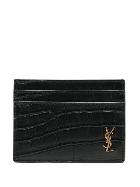 Læder kortholder Saint Laurent sort