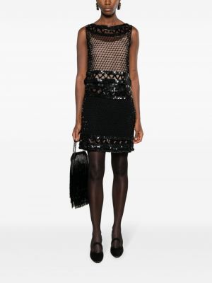 Mini sijonas su karoliukais iš tiulio Alberta Ferretti juoda