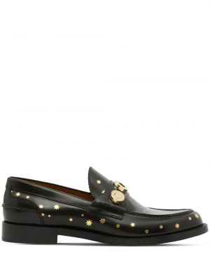 Stjernemønster skinn loafers med print Burberry svart